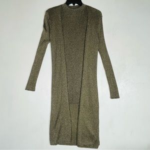 Chicos | 2 piece blouse tank top long cardigan metallic gold formal holiday